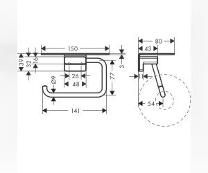 Держатель туалетной бумаги Hansgrohe AddStoris, с полкой, черный матовый, 41772670