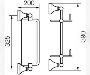 Полка двойная с галереей L35 см Veragio Gialetta, прозрачное стекло/бронза VR.GIL-6412.BR