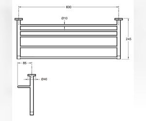 Полка подвесная для полотенец Jacob Delafon Classique, 60 х 24,5, хром, E77832-CP