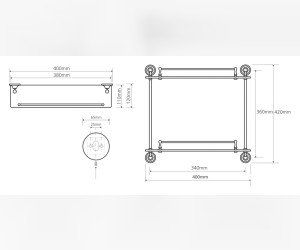 Полка стеклянная Bemeta Retro 144102127 двойная, бронза