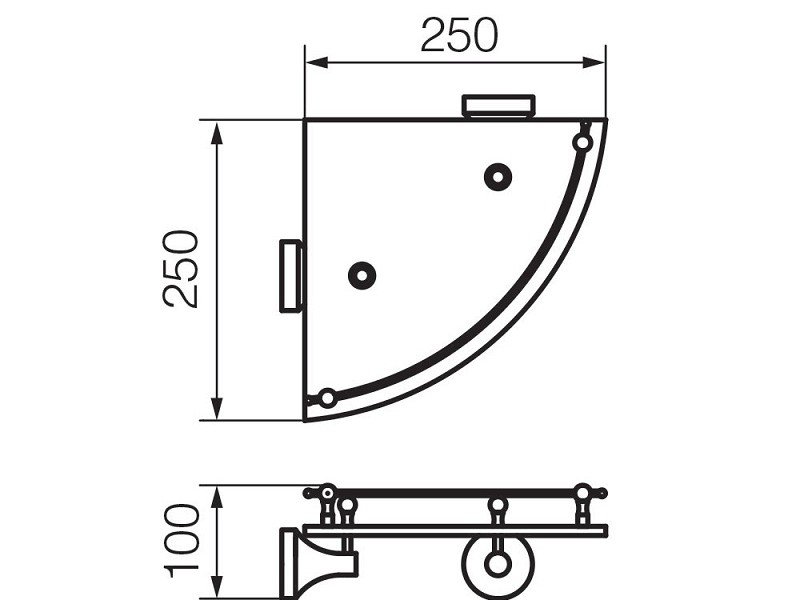 Полка угловая с галереей Veragio Gialetta VR.GIL-6417.DO, матовое стекло/золото