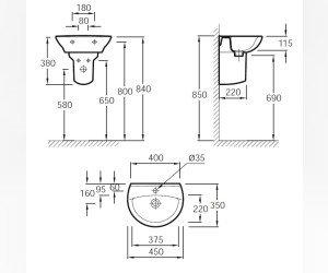 Раковина Jacob Delafon Patio E4144-00, 45 x 35 см