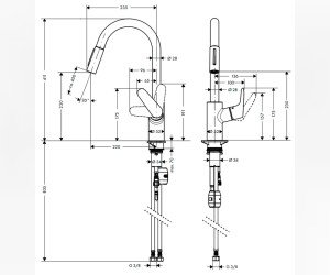 Смеситель для кухни Hansgrohe Focus 31815000 выдвижной излив, хром