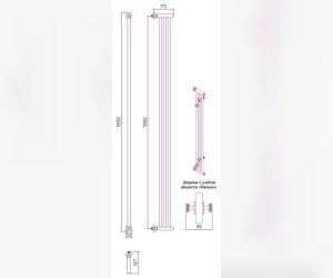 Полотенцесушитель водяной Сунержа Хорда 180 x 19.5 см, черный матовый, 31-0124-1800