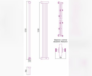 Полотенцесушитель электрический Сунержа Хорда 4.0 1200 x 16.6, ширина 16.6 см, высота 120 см, черный матовый, 31-0834-1200