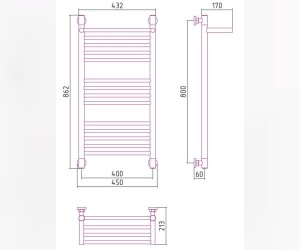 Полотенцесушитель водяной Сунержа Богема+ 80x40 см, 1 полка, 00-0223-8040