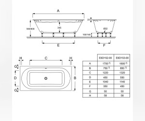 Ванна из материала Flight Jacob Delafon Odeon Rive Gauche E6D152-00, 170 x 75 см