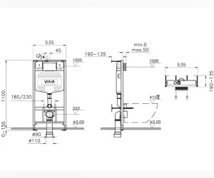 Инсталляция с унитазом Vitra Normus S20 L-box, с сиденьем с микролифтом, клавиша хром глянцевый, 9004B003 7207