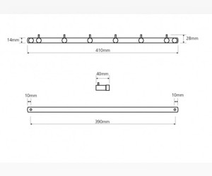 Планка с 6 крючками Bemeta Neo 104606115 41 см, хром матовый