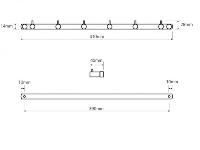 Планка с 6 крючками Bemeta Neo 104606115 41 см, хром матовый