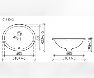 Раковина Ceramica Nova Element, 51 х 42 х 19.5 см, цвет белый, CN6042