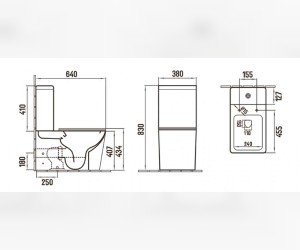 Унитаз компакт Ceramalux NС, безободковый, крышка микролифт, капучино, 2170AXMC