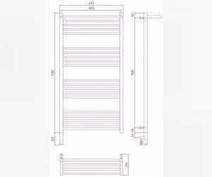 Полотенцесушитель электрический Сунержа Богема 3.0 1200 x 600 с полкой, ширина 63.2 см, высота 132.4 см, матовое золото, L/R