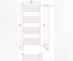 Полотенцесушитель электрический Сунержа Богема 3.0 1200 x 500 с полкой, ширина 53.2 см, высота 132.4 см, белый, L/R