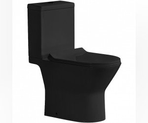 Унитаз компакт Ceramalux безободковый, крышка микролифт, черный глянец, 9126-18