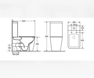 Унитаз компакт Ceramalux безободковый, крышка микролифт, черный глянец, 9126-18