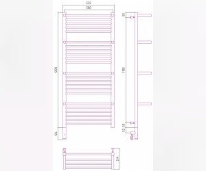 Полотенцесушитель электрический Сунержа Богема 3.0 1200 x 500 с 4 полками, ширина 53.2 см, высота 132.4 см, состаренная бронза, L/R