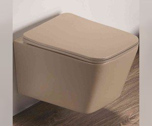 Подвесной унитаз Ceramalux безободковый, крышка микролифт, капучино матовый, 5170MC