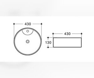 Раковина CeramaLux Серия NC D1306H011 накладная, белый, кромка золотая
