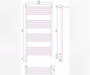 Полотенцесушитель электрический Сунержа Богема 3.0 1200 x 600 с полкой, ширина 63.2 см, высота 132.4 см, без покрытия, L/R