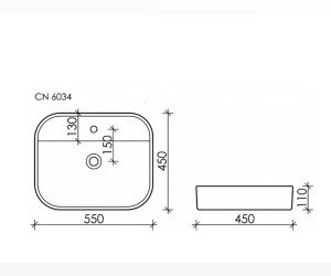 Раковина Ceramica Nova Element, 55 х 45 х 11 см, цвет белый, CN6034