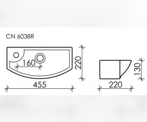 Раковина Ceramica Nova Element, 45.5 х 22 х 13 см, цвет белый, CN6038R