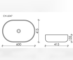 Раковина Ceramica Nova Element, 60 х 41.5 х 13.5 см, цвет антрацит матовый темный, CN6047MDH