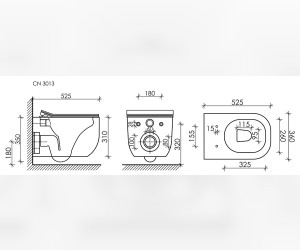 Подвесной унитаз Ceramica Nova Noel Rimless, безободковый, крышка микролифт, белый, CN3013