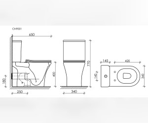 Напольный унитаз Ceramica Nova с бачком Fortuna Rimless, безободковый, крышка микролифт, белый, CN9001