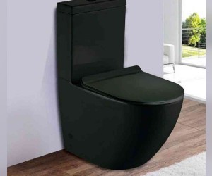 Унитаз компакт Ceramalux NС, безободковый, крышка микролифт, черный матовый, 2166-1MB