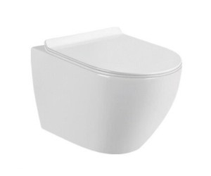 Подвесной унитаз Ceramalux 2197 безободковый, крышка микролифт, белый, 2197GW