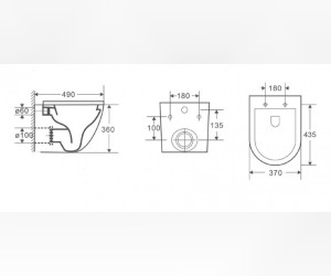 Подвесной унитаз Ceramalux 2197 безободковый, крышка микролифт, белый, 2197GW