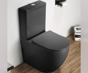 Унитаз компакт Ceramalux NС, безободковый, крышка микролифт, темный графит матовый, 2166XMDH