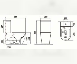 Унитаз компакт Ceramalux NС, безободковый, крышка микролифт, капучино, 2166XMC