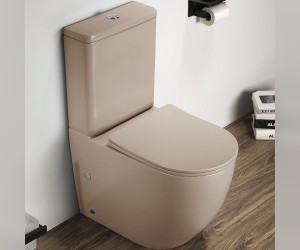 Унитаз компакт Ceramalux NС, безободковый, крышка микролифт, капучино, 2166XMC