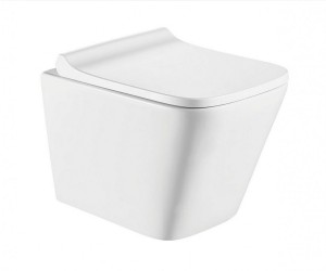 Подвесной унитаз Ceramalux 5171 безободковый, крышка микролифт, белый, 5171GW