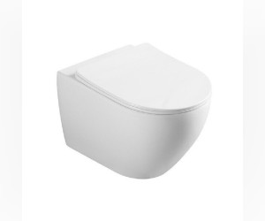 Подвесной унитаз Ceramalux безободковый, крышка микролифт, белый, 2196-1