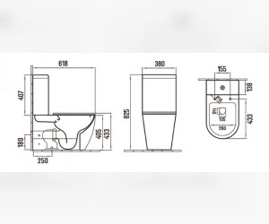 Унитаз компакт Ceramalux NС, безободковый, крышка микролифт, черный матовый, 2166XMB