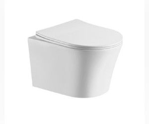 Подвесной унитаз Ceramalux безободковый, крышка микролифт, белый, 2619E