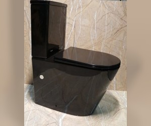 Унитаз компакт Ceramalux безободковый, крышка микролифт, черно-глянцевый, 2178-18