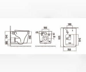 Подвесной унитаз Ceramalux NС, безободковый, крышка микролифт, темно-серый матовый, 5170MDH