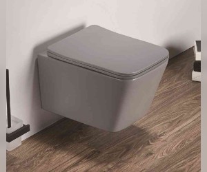 Подвесной унитаз Ceramalux NС, безободковый, крышка микролифт, светло-серый матовый, 5170MH