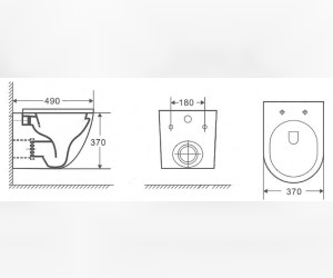 Подвесной унитаз Ceramalux NС, безободковый, крышка микролифт, темно-серый матовый, 2197MDH