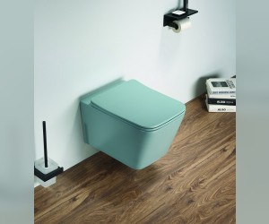 Подвесной унитаз Ceramalux NС, безободковый, крышка микролифт, зеленый матовый, 5170MLG