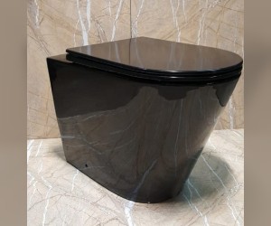 Унитаз приставной безободковый CeramaLux, черно-глянцевый, 3178-18