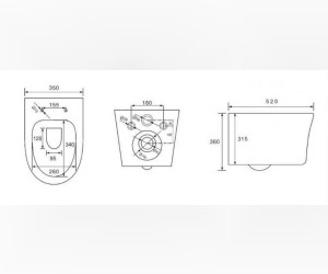 Подвесной унитаз CeramaLux B2347 36 x 52 x 36 см безободковый, сиденье ультратонкое, Soft Close, крышка микролифт
