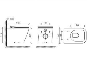 Подвесной безободковый унитаз Ceramica Nova Metric Rimless, крышка микролифт, черный матовый, CN3007MB