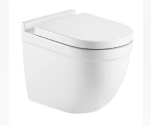 Подвесной унитаз CeramaLux 2198MW 36 x 52 x 41 см безободковый, сиденье DP, Soft Close, цвет белый матовый, крышка микролифт