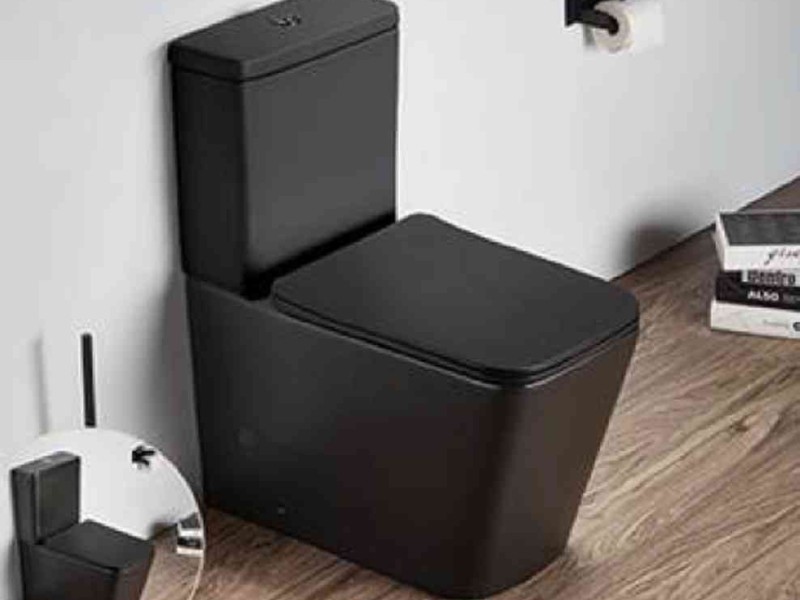 Унитаз компакт Ceramalux N, безободковый, крышка микролифт, черный матовый, 2170AXMB