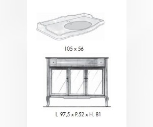 Комплект мебели Labor Legno VICTORIA Composizione H 107, бежевый с патиной/бронза, 105 см